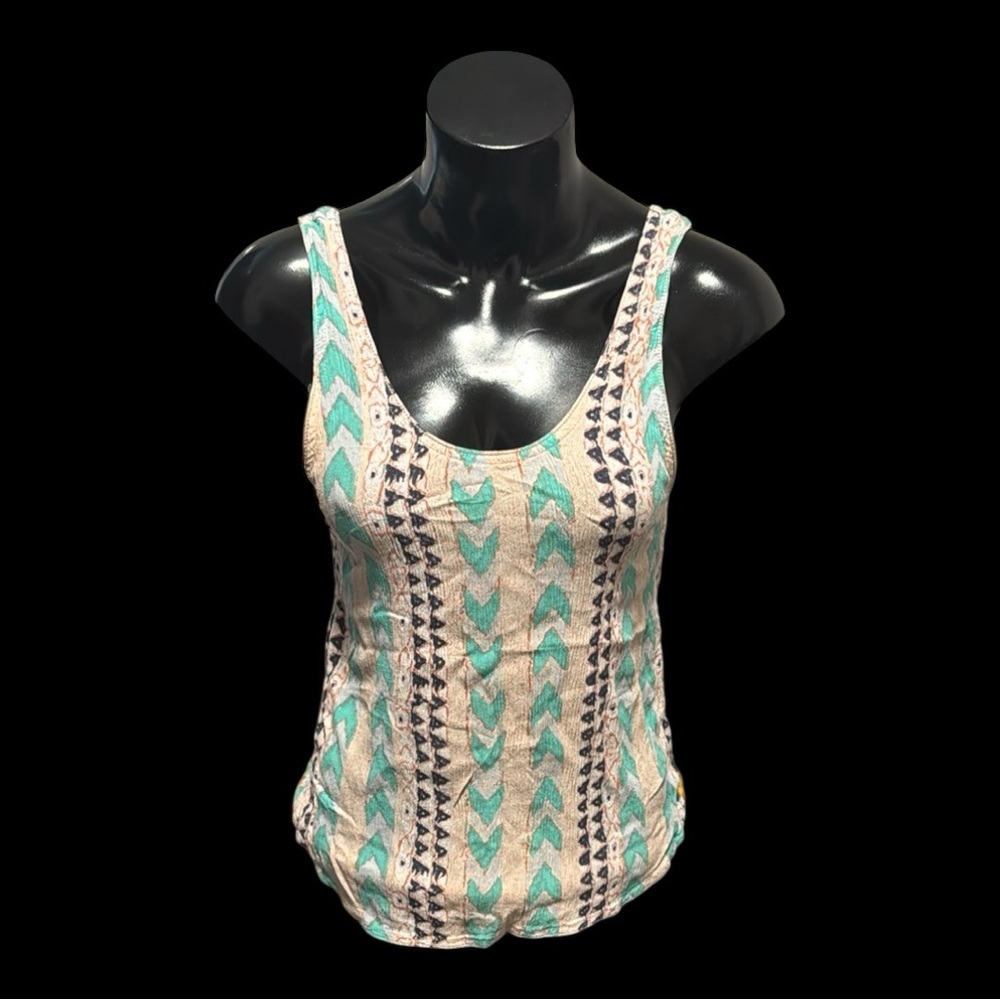Wide Strap Scoop Neck Tank Top | Wilfred | Woman’s Medium | Teal, Cream & Black